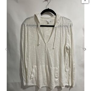 J. Jill Linen and Cotton white hoodie with tunnel pocket SZ M